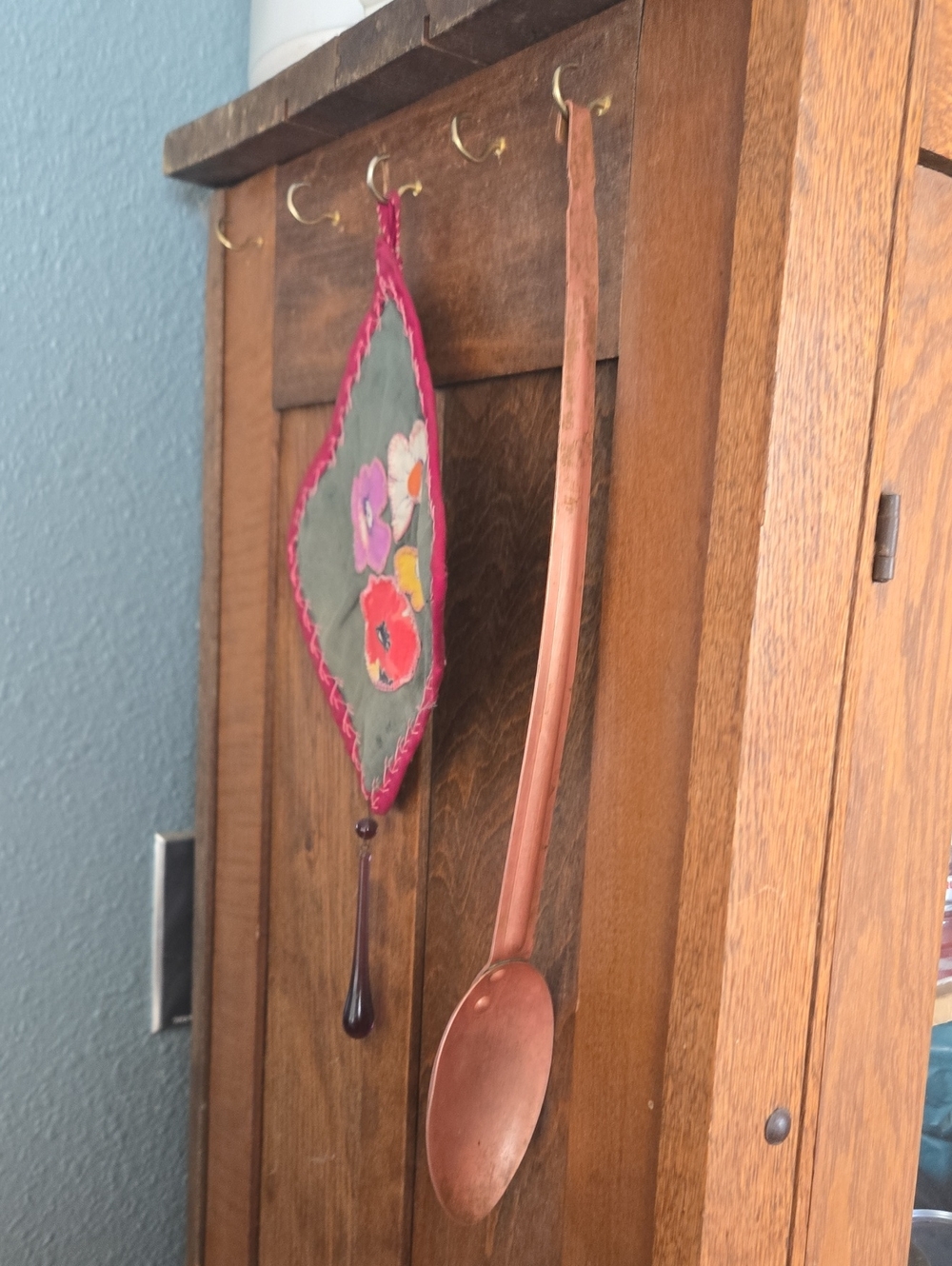 Vintage Copper, large Serving Spoon, rustic Farmhouse style, from Portugal